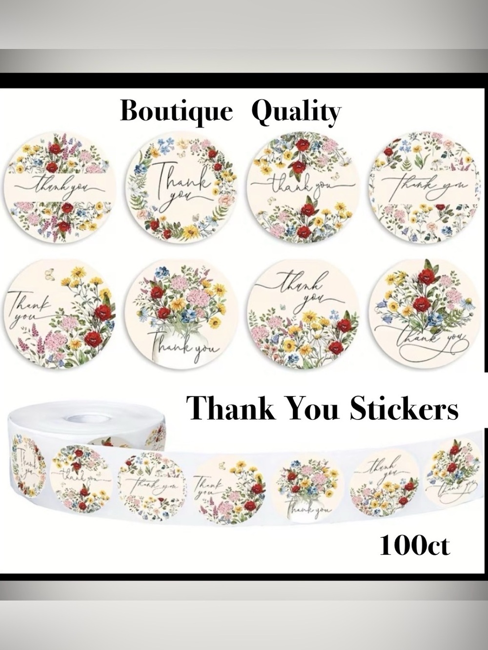Thank You Sticker Boutique Quality  ~🆕~
100~ Floral Designs ~ Self adhesive